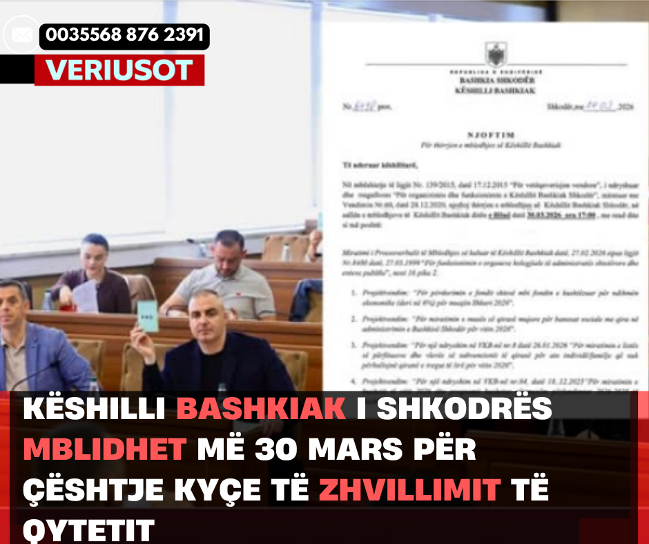Këshilli Bashkiak i Shkodrës mblidhet më 30 mars për çështje kyçe të zhvillimit të qytetit