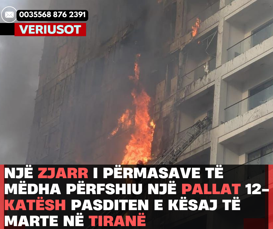 Një zjarr i përmasave të mëdha përfshiu një pallat 12-katësh pasditen e kësaj të marte në Tiranë, ndërsa forcat zjarrfikëse luftuan për mbi 3 orë me flakët.